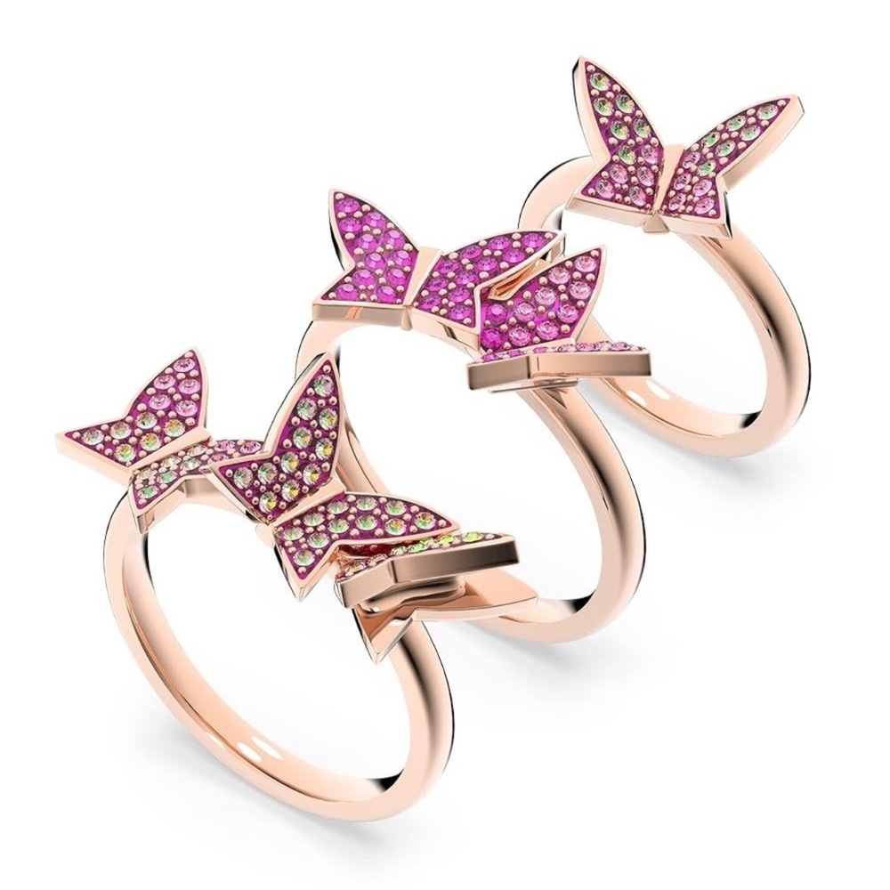 Swarovski Lilia Butterfly Three Piece Ring Set NIB Swarovski Box